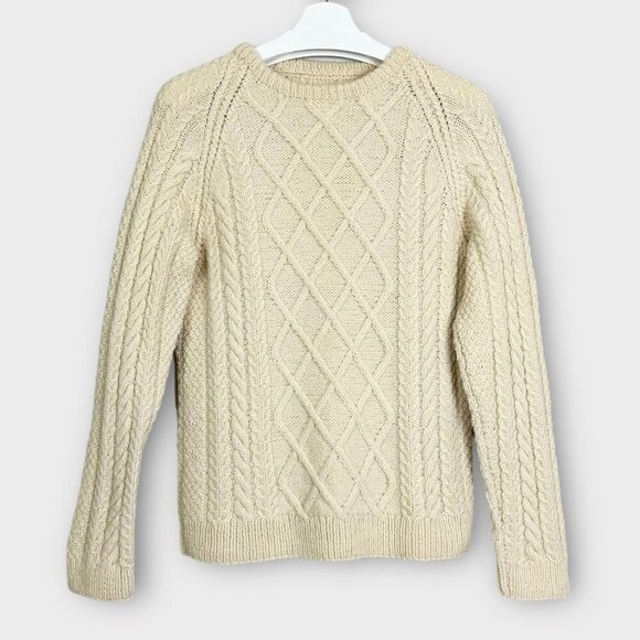 Hand Crafted Sweaters - Hand Knit Wool Cable Knit Fisherman Sweater